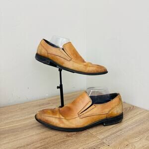 Steve Madden P-dish Tan Leather Slip On Loafers Men’s Size 10.5